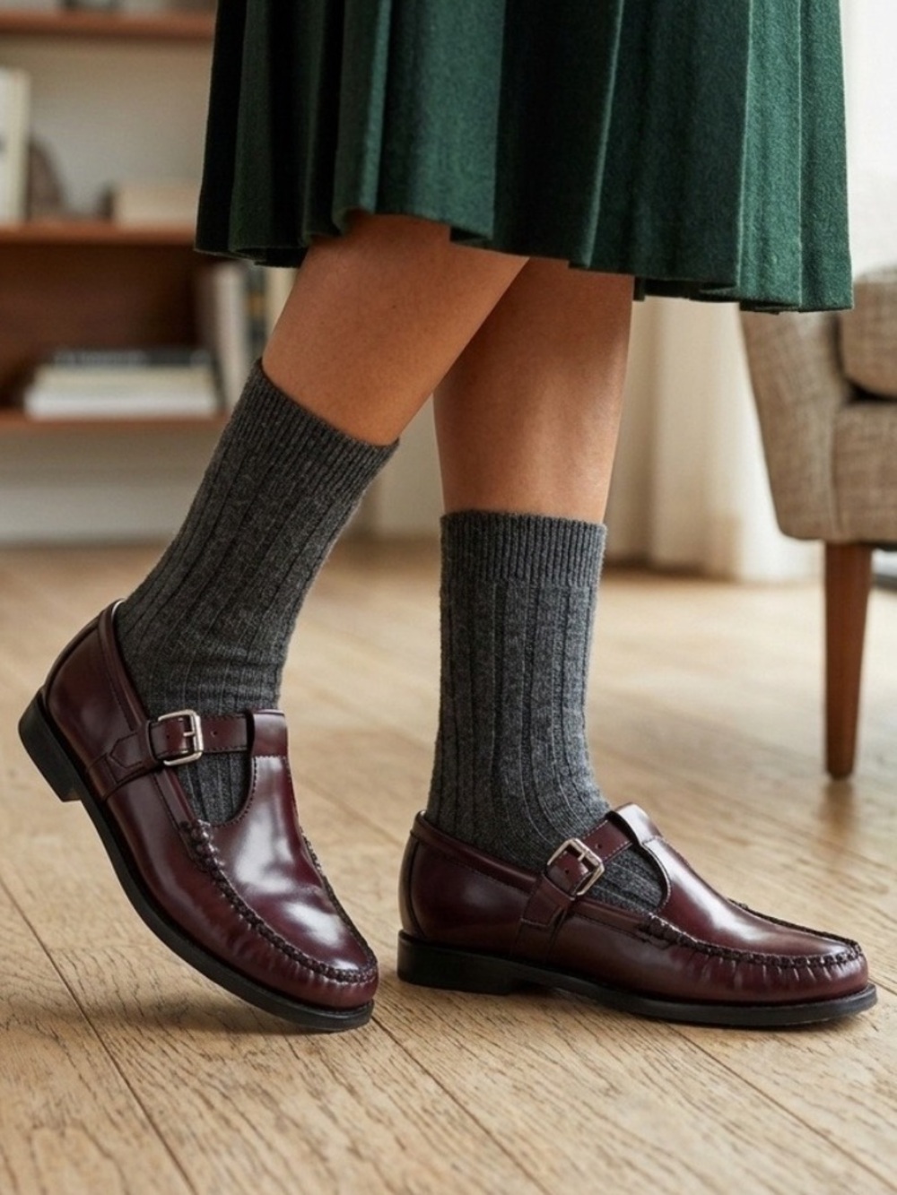 G.H. Bass & Co. Weejuns Mary Jane Loafer Wine Red Leather Burgundy Maroon Size 7